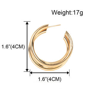 Boucles d'oreilles créole circulaire couleur or, d'oreilles en acier inoxydable, en forme rondes pour femmes, cadeaux pour femmes - Product Image 4