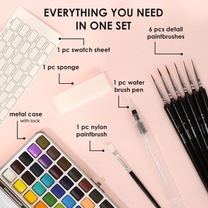 Professional Including Metallic and Fluorescent Colors in Portable Box Soild Watercolor Paint <b>Set</b> for <b>Artists</b> - Product Image 2