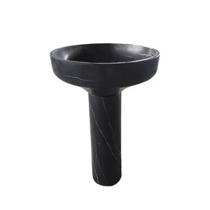 Marble Pedestal Sink Stone Bathroom Free Carved Marble Factory Supply Natural Standing Sink Black 1 Piece Carton Box Modern Oval