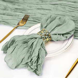 Serviette de table carrée bohème en crêpe de polyester, gaze de Bali, plissée, décorative pour fête - Product Image 1