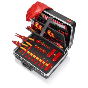 Boîte à outils pour travaux électriques, ensemble de base avec pinces, tournevis et gants - Product Image 1