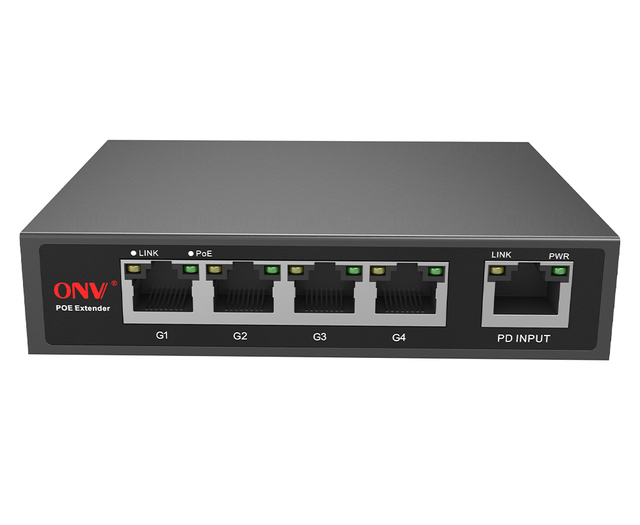 Unmanaged PoE Extender Repeater with 4*10/100/1000M PoE Ports and 1*10/100/1000M Uplink RJ45 Port for IP Camera