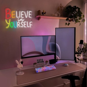 Letrero LED <span class=keywords><strong>de</strong></span> Neón Personalizable con Frase Inspiradora 'Believe Yourself', Alimentado por USB, Decoración <span class=keywords><strong>de</strong></span> Pared, para Aula, Fiesta <span class=keywords><strong>de</strong></span> Cumpleaños, Versátil para Cualquier Lugar - Product Image 3