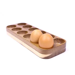 12 отверстий Акация деревянная яйцо блюдо лотки столешницы холодильник для хранения Держатели для яиц контейнер для хранения для кухни