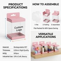 Boîte en plastique PET transparente personnalisée avec languette de suspension pour éponge de maquillage, cadeau, artisanat, rangement, emballage, conteneur, logo écologique