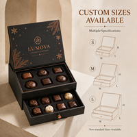 Boîte en carton rigide sur mesure à deux niveaux avec couvercle articulé et tiroir pour chocolats de Noël, fabrication OEM