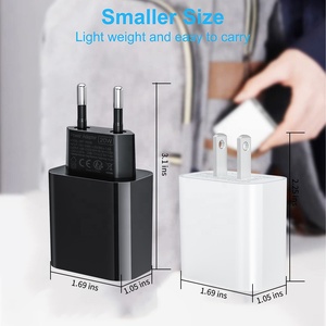 อะแดปเตอร์ชาร์จเร็วแบบพกพา HNT Wholesale Dual Port PD 20W USB-C Type-C สีขาวและสีดำ สำหรับ Android และ <span class=keywords><strong>IOS</strong></span> - Product Image 3