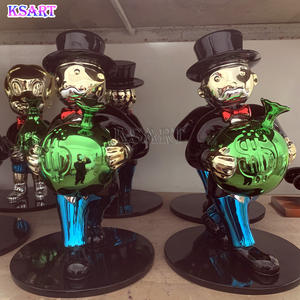Ornement en résine Donald Duck Alec Monopoly, figurine sculptée en résine brillante de Picrosou et Oncle Scrooge, plaqué chrome en fibre de verre - Product Image 4
