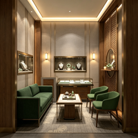 Vitrine à bijoux en bois massif et métal et design d'aménagement intérieur pour boutique de jade