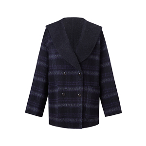 Manteau décontracté en laine mélangée d'alpaga pour <span class=keywords><strong>femme</strong></span>, col marin à carreaux dégradés, double boutonnage, pour l'hiver – OEM & ODM - Product Image 1