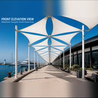 Structure de membrane tendue en PVDF pour auvent de bord de mer, voile d'ombrage triangulaire, pare-soleil, vente en gros, sur mesure