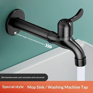 <span class=keywords><strong>Robinet</strong></span> de jardin allongé en acier inoxydable SUS304 noir mat, à ouverture rapide, pour extérieur, mural, à col long, pour buanderie - Product Image 5
