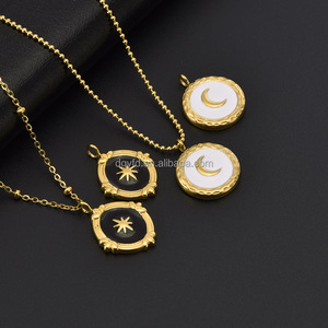 Fashion Jewelry Stainless Steel Enamel Pendant Necklace 18k Pvd Coated Waterproof Non-fading Moon Octagonal Star <strong>Queen</strong> Necklace - Product Image 4