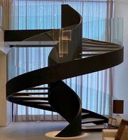 Escalier circulaire en bois de chêne sculpté de qualité supérieure avec verre trempé, style loft, CBMmart Gold Spiral