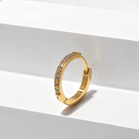 Créoles Huggie en Acier Inoxydable 316L Poli Miroir avec Zircon Cubique, Hypoallergéniques, Vente en Gros, Bijoux d'Oreille Tendance Quotidienne pour Femme