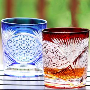 Vasos de <span class=keywords><strong>Whisky</strong></span> y Cócteles de Vidrio Grabado Kiriko Japonés Edo, Tallados a Mano, Color Azul, para el Verano, Venta al por Mayor - Product Image 6