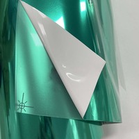 Film vinyle pour voiture MIRROR CHROME TURQUOISE, rouleaux complets, brillant, autocollant pour capot de voiture, feuille de protection, flexibilité extrême, 18M