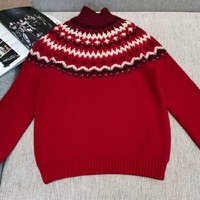 Pull en cachemire à col semi-haut pour femme, à motif jacquard ondulé, style ample et rétro, manches longues