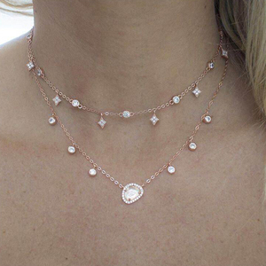 925 Sterling <strong>Silver</strong> Rose Gold Pave Stone <strong>Moon</strong> Star New Design Beautiful <strong>Necklace</strong> Women Jewelry - Product Image 6