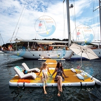 Dock flottant gonflable en forme de T robuste - Assemblage rapide, ancrable pour bateaux, piscines et marinas, certifié CE