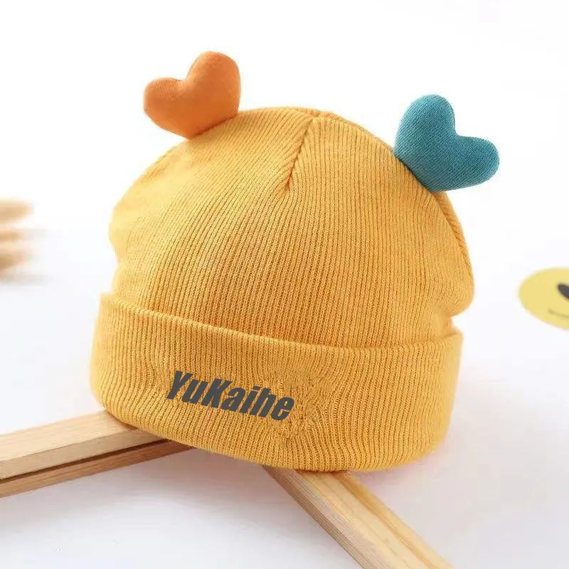Benutzer definierte feste Farben Kinder Kinder Baby süße Stickerei Winter gestrickte Mädchen Mütze mit Ohren