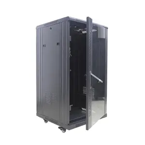 19 ''Server Rack in acciaio laminato a freddo 22U Data Network Cabinet 800kgs capacità di carico nero