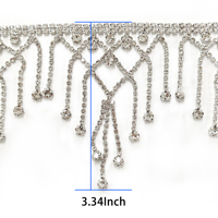 Chaîne de perles de verre en cristal avec strass en forme de filet en maille glands de 3.34 pouces pour robe de mariée, casquettes de cheveux, décoration de sacs à main