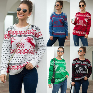 2020 Renne hiver 100% Acrylique <span class=keywords><strong>Amazon</strong></span> Souhaite Jacquard Vacances <span class=keywords><strong>De</strong></span> Noël <span class=keywords><strong>Pull</strong></span> O-cou à manches longues <span class=keywords><strong>pull</strong></span> <span class=keywords><strong>pull</strong></span> Pour Les Femmes - Product Image 2