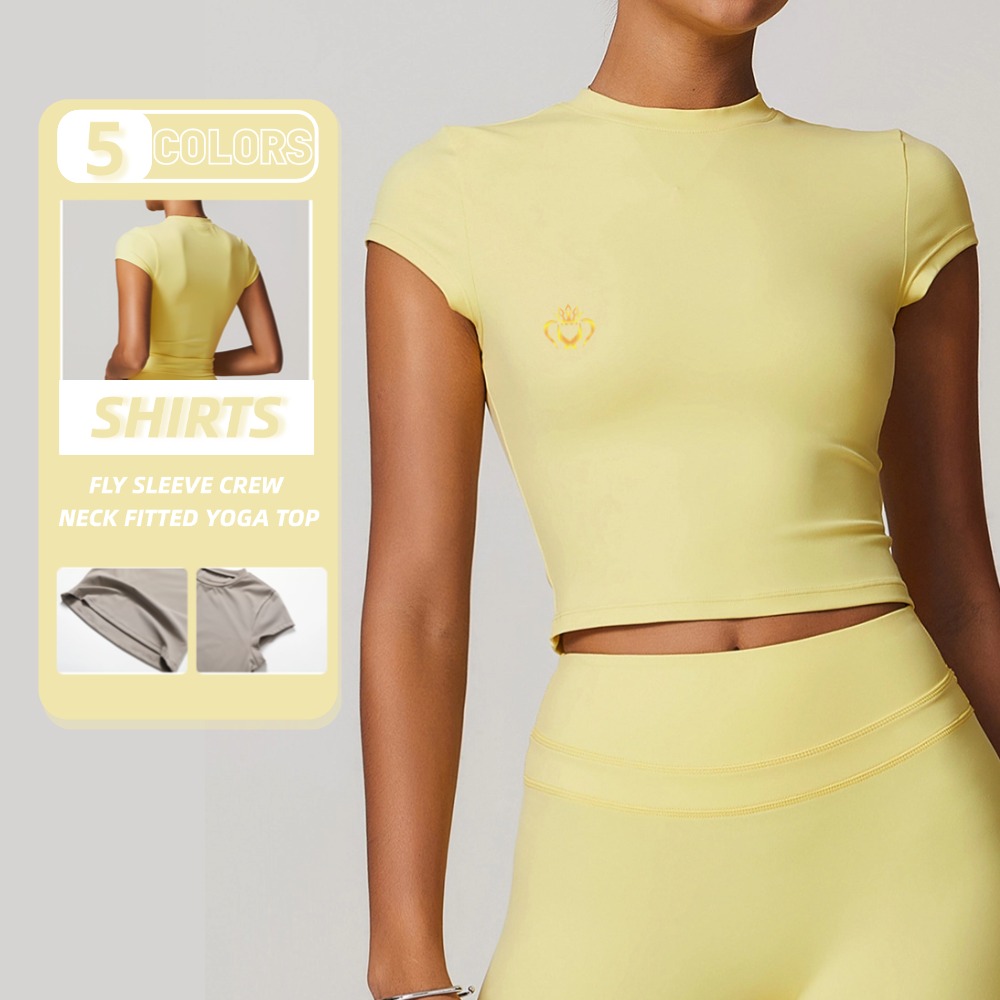 2025 New Tight Quick Drying Short Sleeved Yoga Short Sleeved Sports Fitness T-Shirt Top Casual Running Yoga Suit