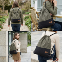 Sac à dos personnalisé simple grande capacité avec cordon de serrage, en toile de coton robuste, idéal pour la gym ou le quotidien, réutilisable