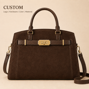 Sac fourre-tout élégant en cuir véritable et daim avec logo personnalisé du fabricant, sac à main structuré pour femmes, idéal pour <span class=keywords><strong>le</strong></span> bureau et <span class=keywords><strong>le</strong></span> <span class=keywords><strong>travail</strong></span> - Product Image 1