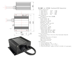 High-Power 75-150V 12V 20A Isolated <b>Voltage</b> Four-Wheel <b>Converter</b> Vehicle Power Adapter Motor Home Air Conditioner HJ12V20A-G - Product Image 6