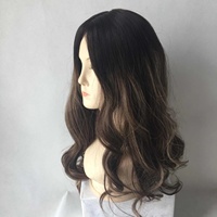 Perruques juives à couches, en cheveux humains européens vierges Remy, avec dessus en soie, mèches blond foncé, et dentelle frontale transparente