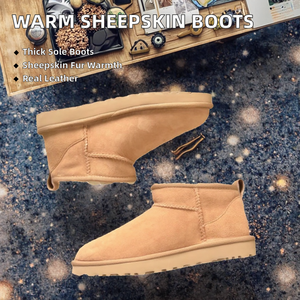 Bottines d'hiver personnalisées en cuir véritable pour femmes, fourrées en fourrure de mouton, doublure en laine douce, semelles épaisses, chaussures d'extérieur - Product Image 2