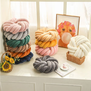 Nordic INS Style Handmade Three-Strand Rope Braided <strong>Round</strong> <strong>Cushion</strong> Sofa Back and Seat Pillow Plush PP Cotton - Product Image 4