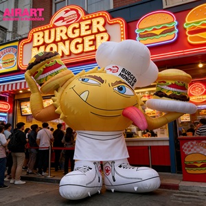 Grand modèle de <span class=keywords><strong>burger</strong></span> gonflable de dessin animé pour l'affichage lors d'événements en plein air - Product Image 4