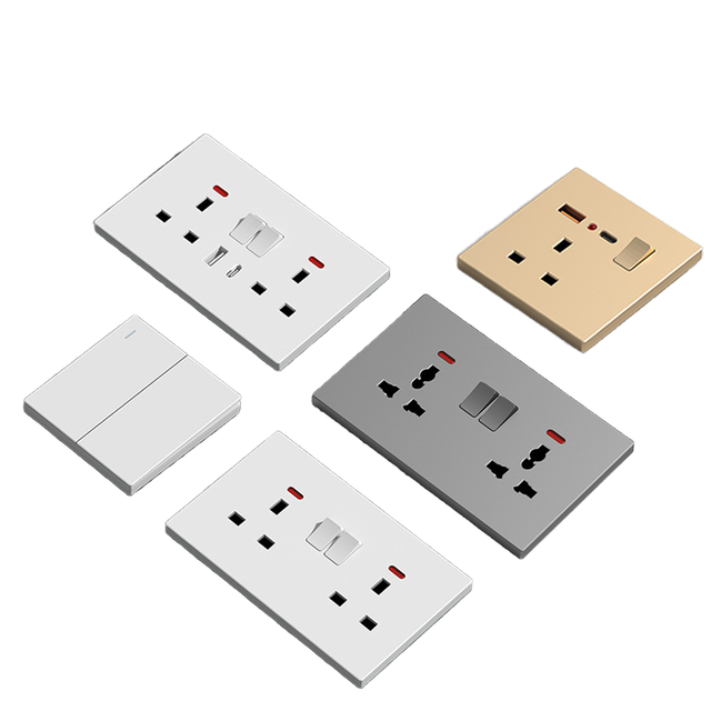 European 13A Sockets Light Switch Multi-Function Glass Wall Switch Socket for Home Application EU Standard for Russia
