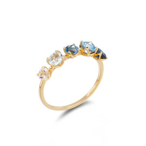 925 стерлингового серебра 14K позолоченный драгоценный камень геометрический квадратный красочный синий белый градиент Топаз Кольцо с натуральным камнем - Product Image 1