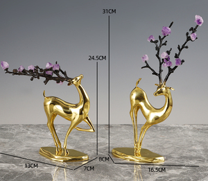Décoration Moderne en Cuivre avec Cristal Naturel Violet et Cerf Sika, Style Luxe Léger, Direct Usine, pour Salon, Meuble TV, Décoration de Noël - Product Image 2
