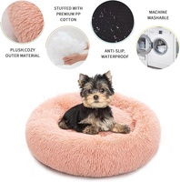 Coussin rond moelleux et luxueux pour chat et chien, type donut, en peluche chaude, vente en gros