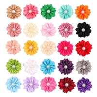 Fait à la main 16 pétales Satin fleur 4CM petit tissu perle soie ruban Floral pour vêtements accessoires pour couvre-chef