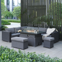 Ensemble de Meubles de Jardin en Rotin Moderne Gris Foncé Zen-yard Étanche, Durable, avec Fauteuil Inclinable, Canapé de Jardin et Table Basse pour Hôtels et Parcs