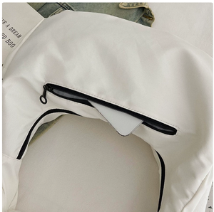 Sac de poitrine rayé en nylon noir pour femme, sac bandoulière sportif à fermeture éclair avec impression de lettres 89, grande capacité, tendance - Product Image 4