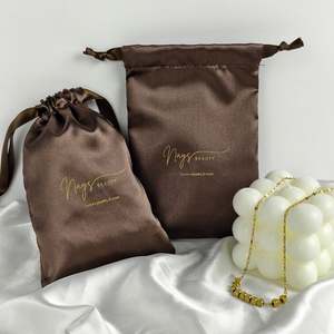 Softy Luxury Satin Drawstring Fabric Bags Wig Handbag <b>Dance</b> <b>Shoes</b> Custom Logo for Gift Storage Dust Packaging - Product Image 1