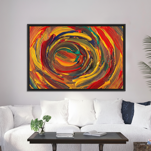 Vibrant Red and Yellow Swirl Canvas Print: Modern Wall Art,<b>BLACK</b> <b>FRAMED</b> CANVAS - Product Image 3