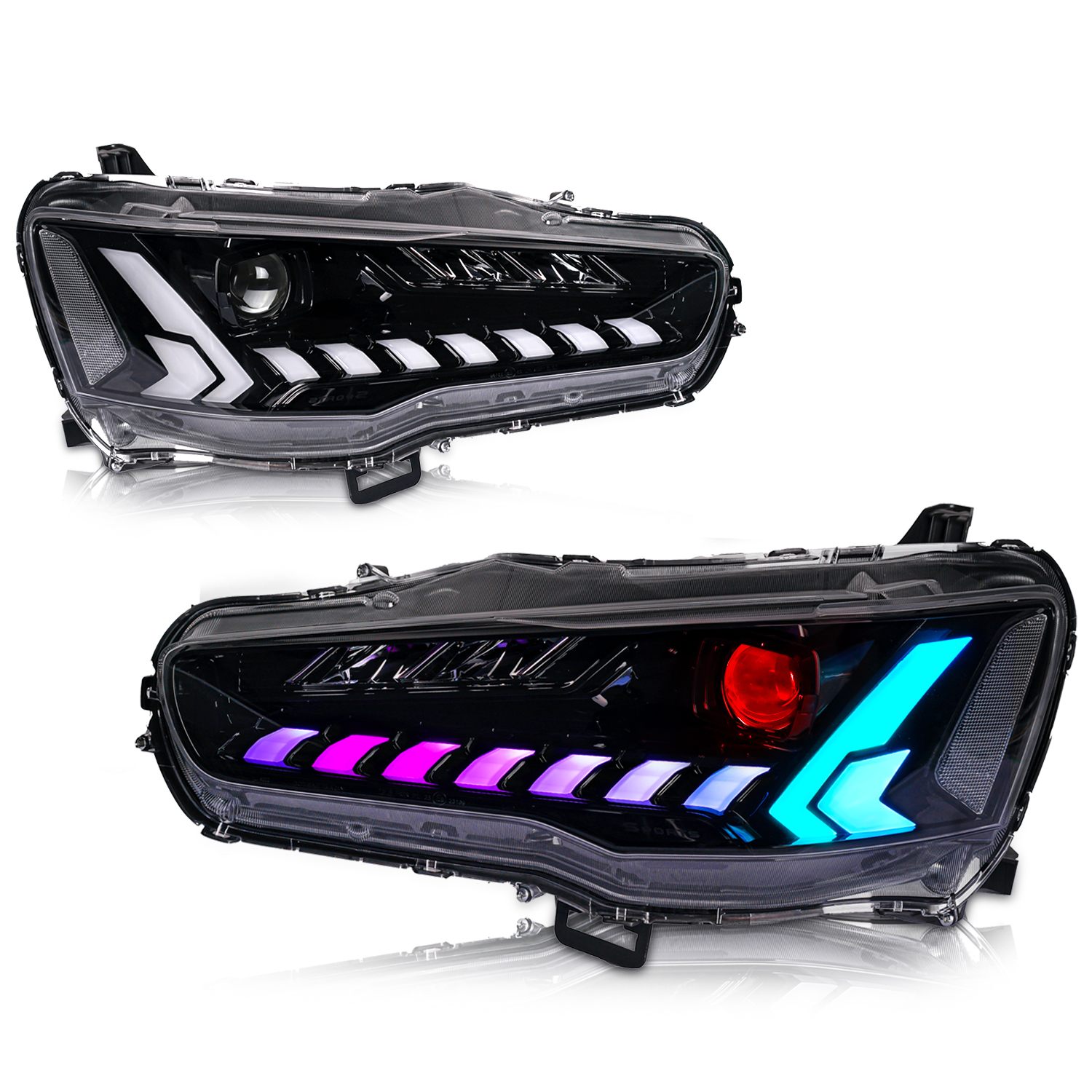 Faros delanteros RGB arcaicos para Mitsubishi Lancer EX 2008 - 2023 Lancer EVO X, accesorios para faros, Kits de carrocería, faro delantero