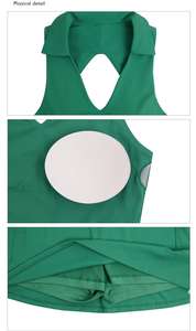 ชุดสปอร์ตบรา2ชิ้นเปิดหลังคอวีสำหรับผู้หญิงกระโปรงเทนนิสกระเป๋าข้างสำหรับเล่นกีฬากำหนดได้เอง - Product Image 3