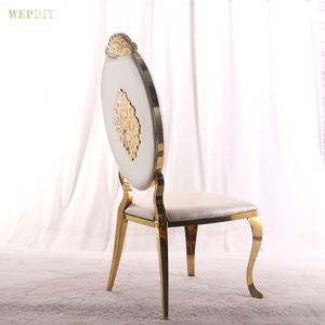 Royal White y Gold Luxury <span class=keywords><strong>Silla</strong></span> de actividad de hotel de acero inoxidable Hotel One Stop <span class=keywords><strong>Silla</strong></span> apilable - Product Image 2