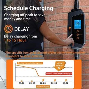 Chargeur de voiture électrique portable 32A réglable 7-22KW avec adaptateur CEE, connecteurs SAE J1772/IEC62196, entrée 85-264V, neuf - Product Image 4