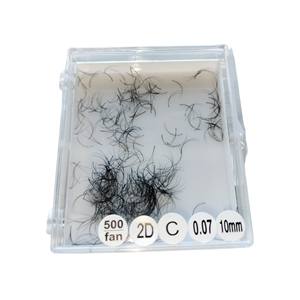 Private Label 2D-0.07 Volume Base longue Base pointue Ventilateurs larges Racine courte Préfannée OEM ODM Beauty Mix 15mm Extensions de cils - Product Image 5